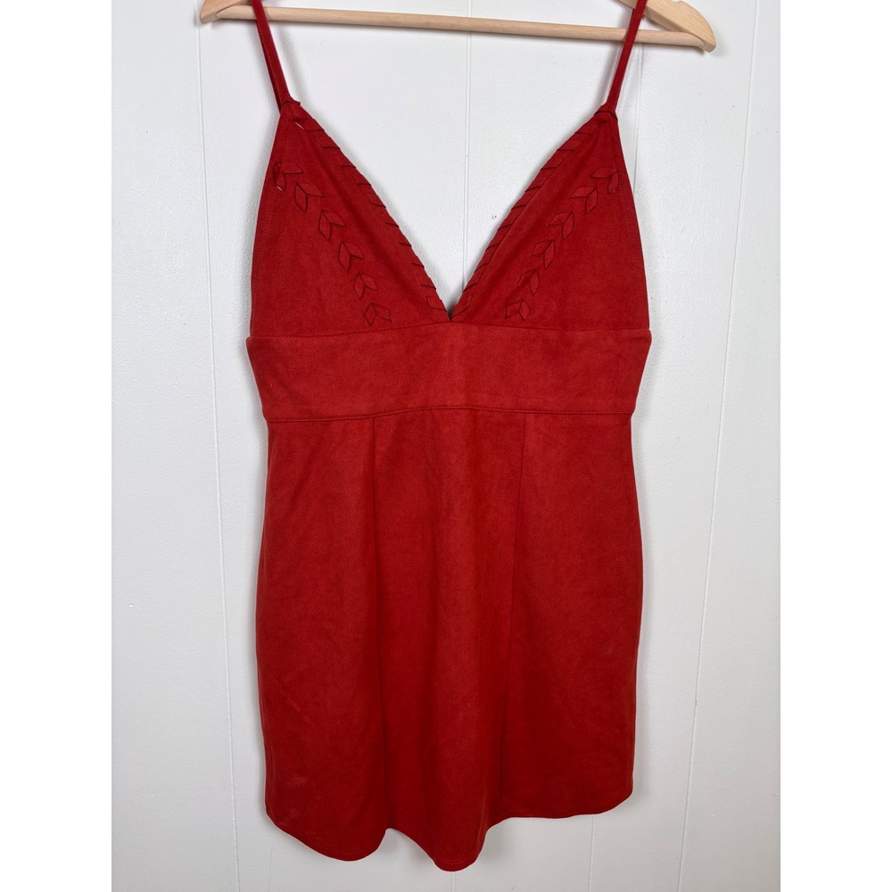 Missguided Rust Orange Mini Dress Sleeveless V Neck Party Cocktail US 6‎